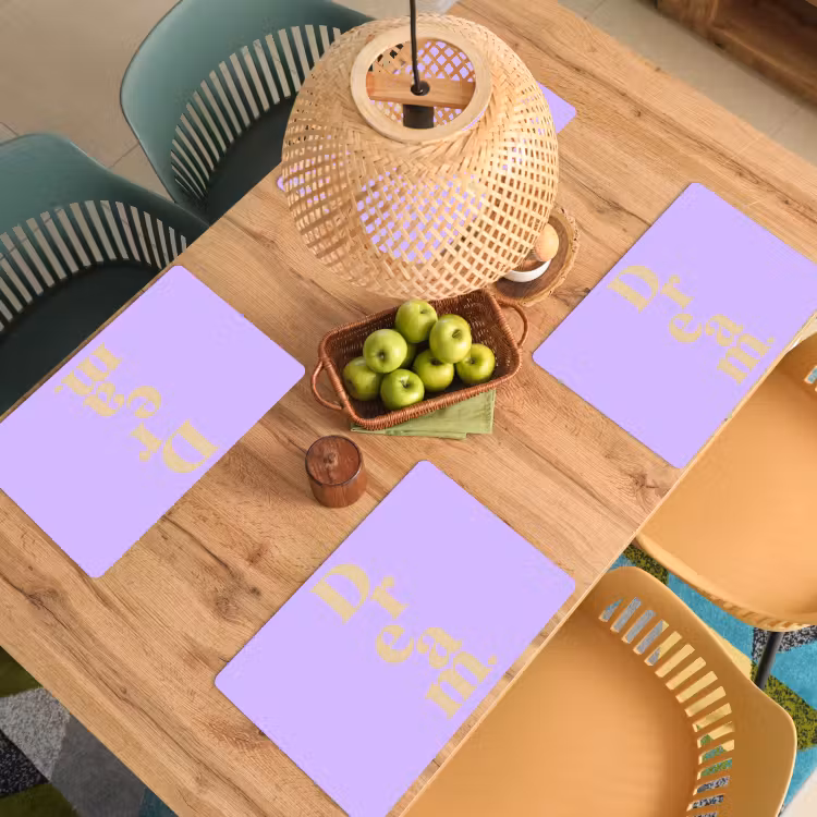 Placemat - 6 stuks - Dream - Paars - Typografisch — 6