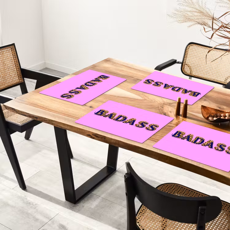 Placemat - 6 stuks - Felroze - Badass - Panterprint - Schaduw — 5