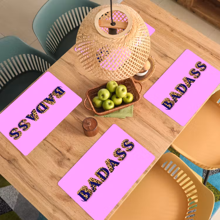 Placemat - 6 stuks - Felroze - Badass - Panterprint - Schaduw — 6