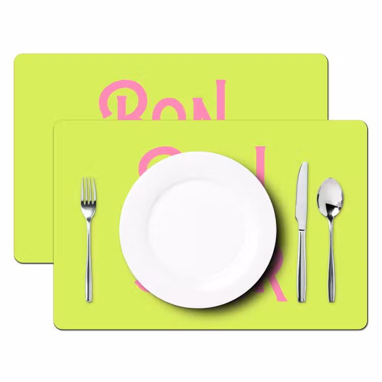 Placemat - 6 stuks - Groen - Roze bonjour - art-deco — 2