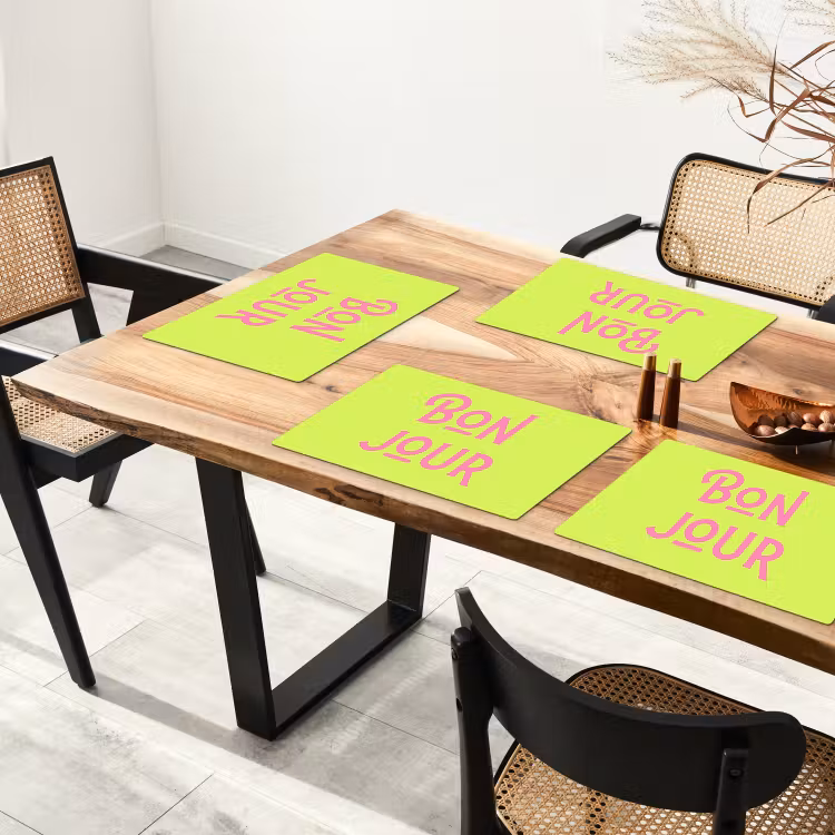 Placemat - 6 stuks - Groen - Roze bonjour - art-deco — 5
