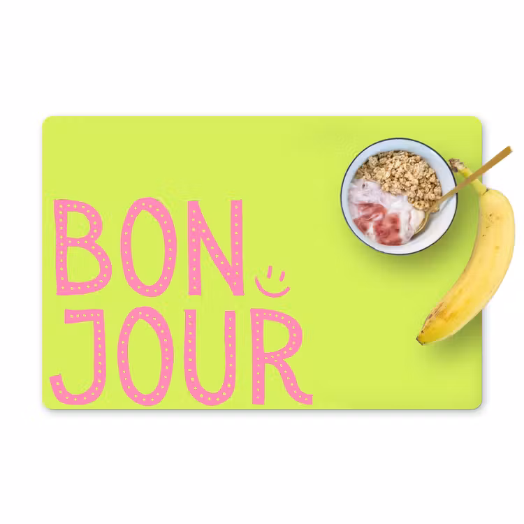 Placemat - 6 stuks - Groen - Smiley - Bonjour - Roze — 1