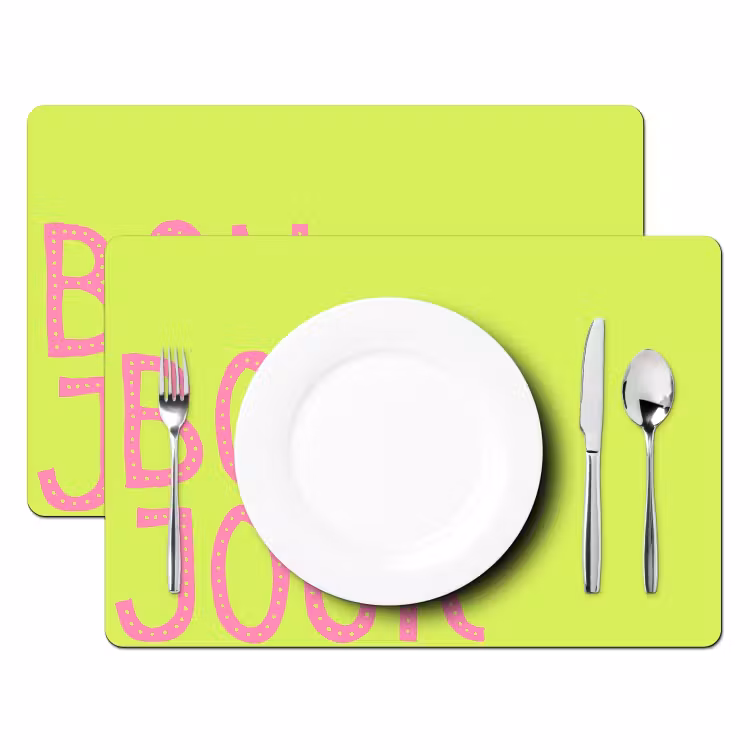 Placemat - 6 stuks - Groen - Smiley - Bonjour - Roze — 2