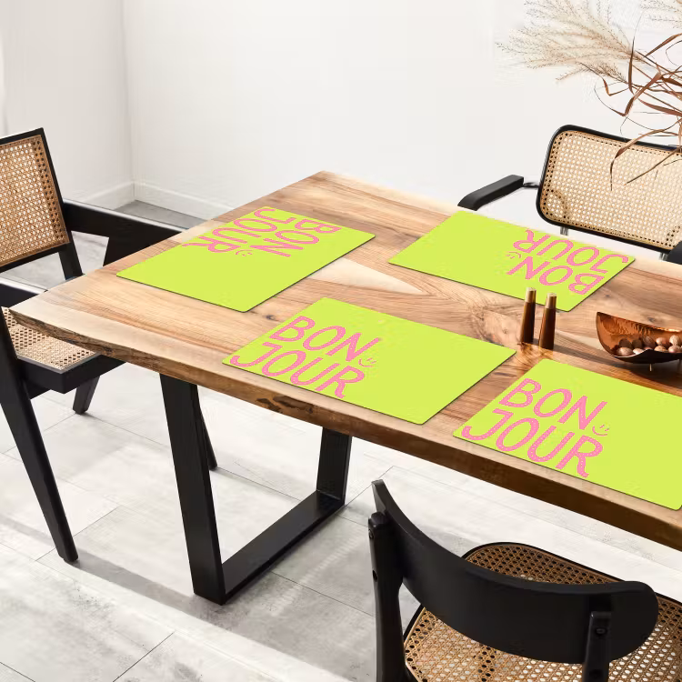 Placemat - 6 stuks - Groen - Smiley - Bonjour - Roze — 5