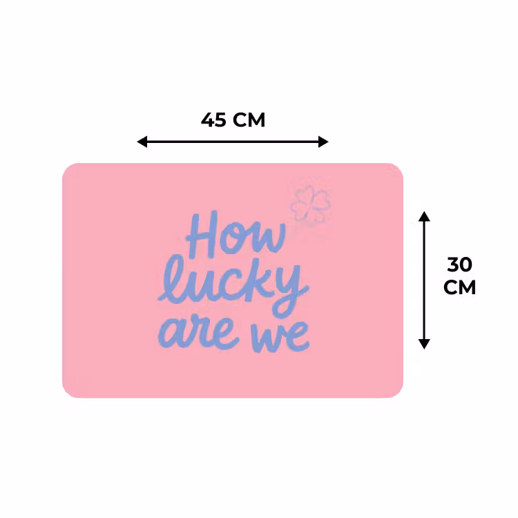 Placemat - 6 stuks - How lucky are we - Klavervier - Roze - Blauw — 3
