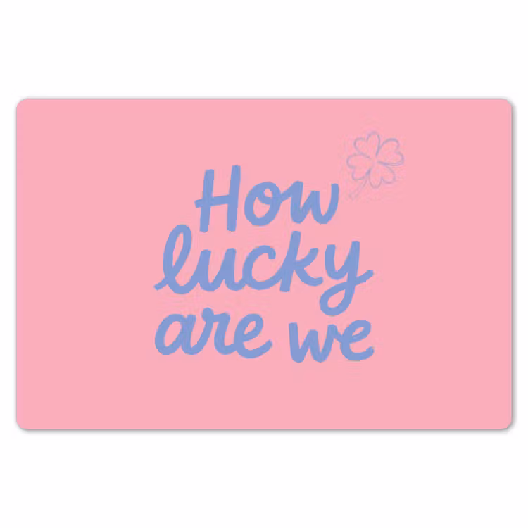 Placemat - 6 stuks - How lucky are we - Klavervier - Roze - Blauw — 7