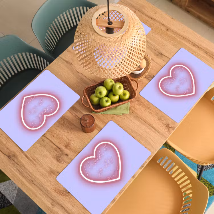 Placemat - 6 stuks - I liked it so it's mine - Neon hart - Paars — 6