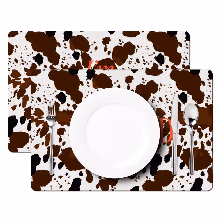 Placemat - 6 stuks - Koeienprint - Limited edition - Rood — 2