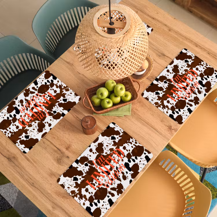Placemat - 6 stuks - Koeienprint - Limited edition - Rood — 6