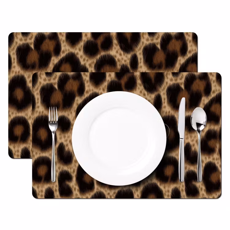Placemat - 6 stuks - Luipaardprint - Bruin - Courage - Sierlijk — 2