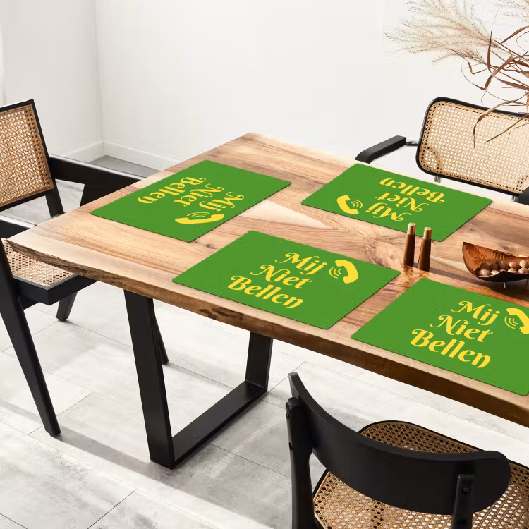 Placemat - 6 stuks - Mij niet bellen - Telefoon - Groen — 5