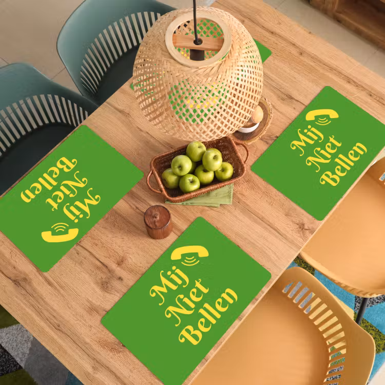 Placemat - 6 stuks - Mij niet bellen - Telefoon - Groen — 6