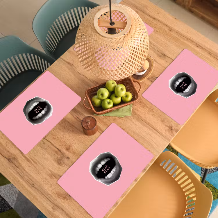 Placemat - 6 stuks - Mond - BLAH BLAH - Roze — 6