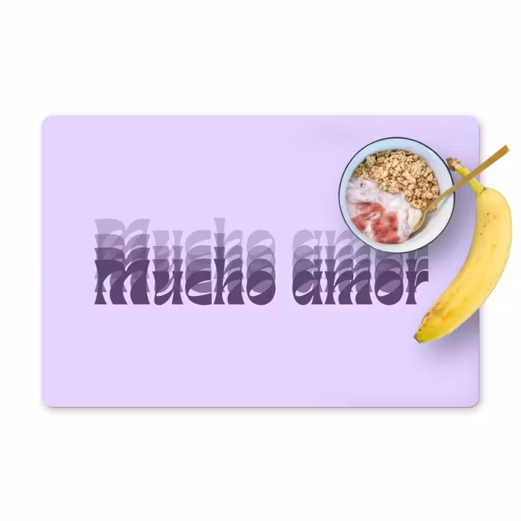 Placemat - 6 stuks - Mucho amor - Paars - Gelaagde letters — 1