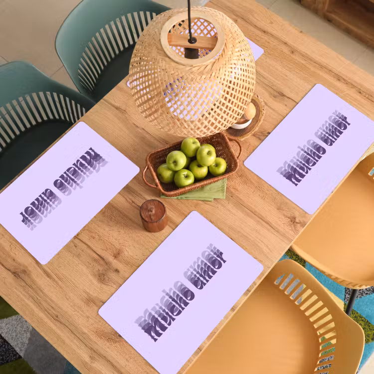 Placemat - 6 stuks - Mucho amor - Paars - Gelaagde letters — 6