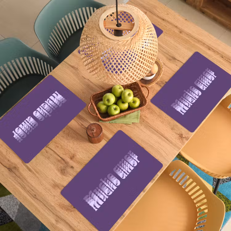 Placemat - 6 stuks - Mucho amor - Paars - Grafisch — 6
