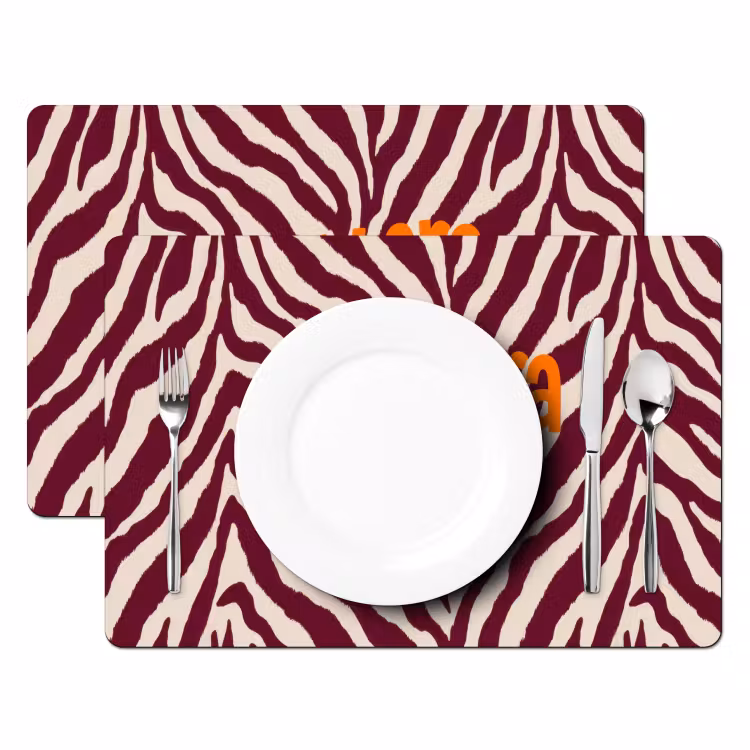Placemat - 6 stuks - New era - Bordeaux - Zebraprint — 2