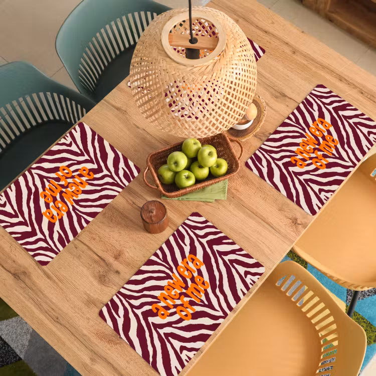 Placemat - 6 stuks - New era - Bordeaux - Zebraprint — 6