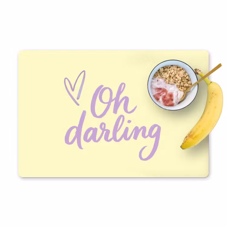 Placemat - 6 stuks - Oh darling - Geel - Hart — 1