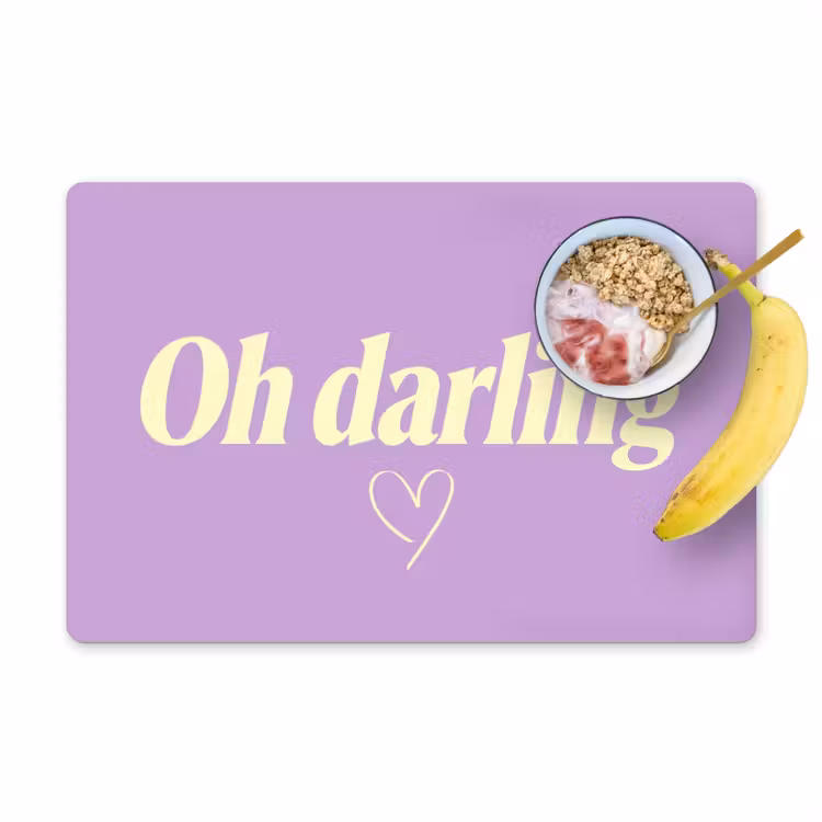 Placemat - 6 stuks - Oh darling - Hart - Paars — 1