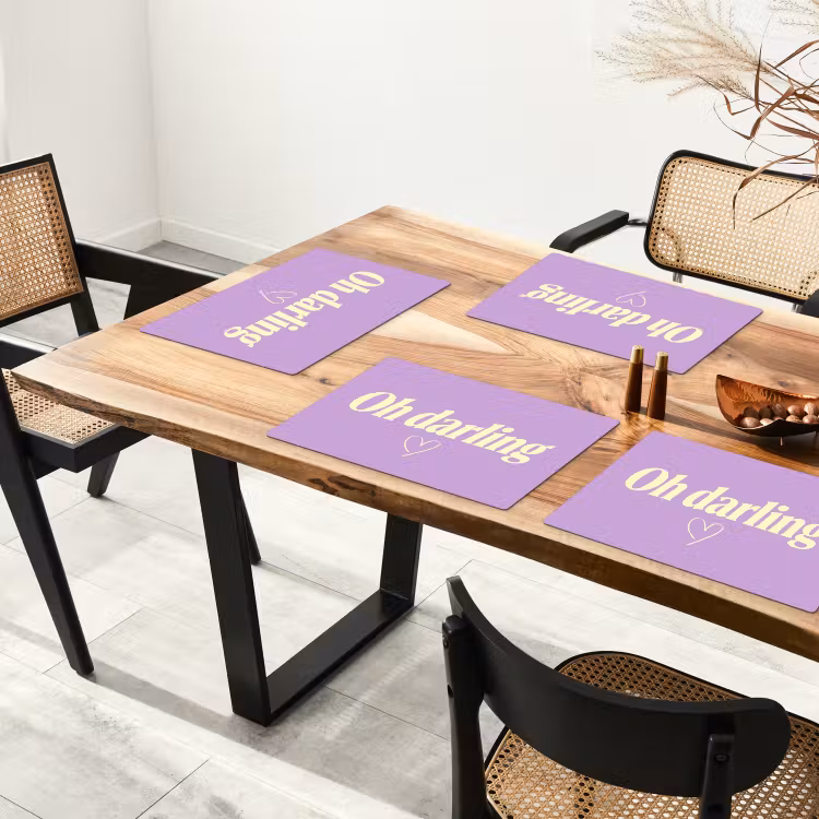 Placemat - 6 stuks - Oh darling - Hart - Paars — 5