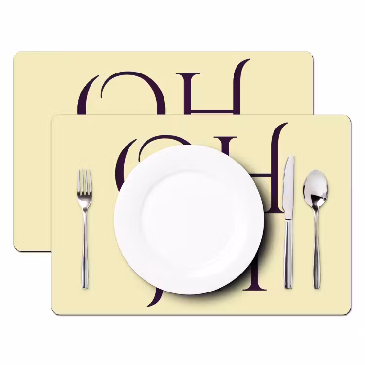 Placemat - 6 stuks - Oh hi - Geel - Monogram — 2