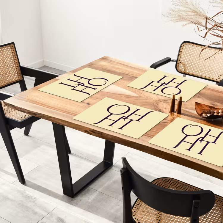 Placemat - 6 stuks - Oh hi - Geel - Monogram — 5