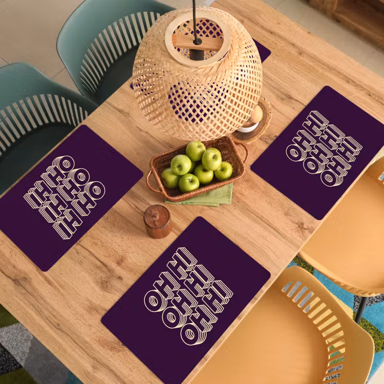 Placemat - 6 stuks - Oh hi - Paars - 3D — 6