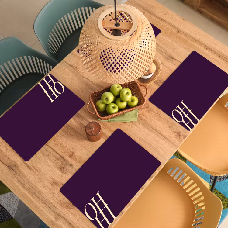 Placemat - 6 stuks - Oh hi - Paars - Cursief — 6