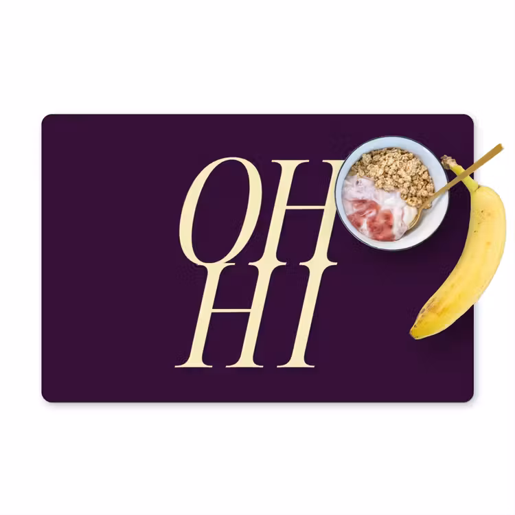 Placemat - 6 stuks - Oh hi - Paars - Minimalistisch — 1