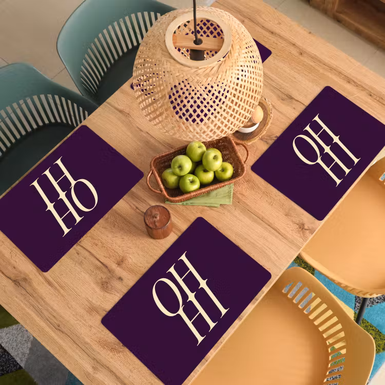 Placemat - 6 stuks - Oh hi - Paars - Minimalistisch — 6