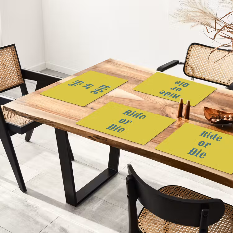 Placemat - 6 stuks - Ride or die - Geel - Blauw — 5