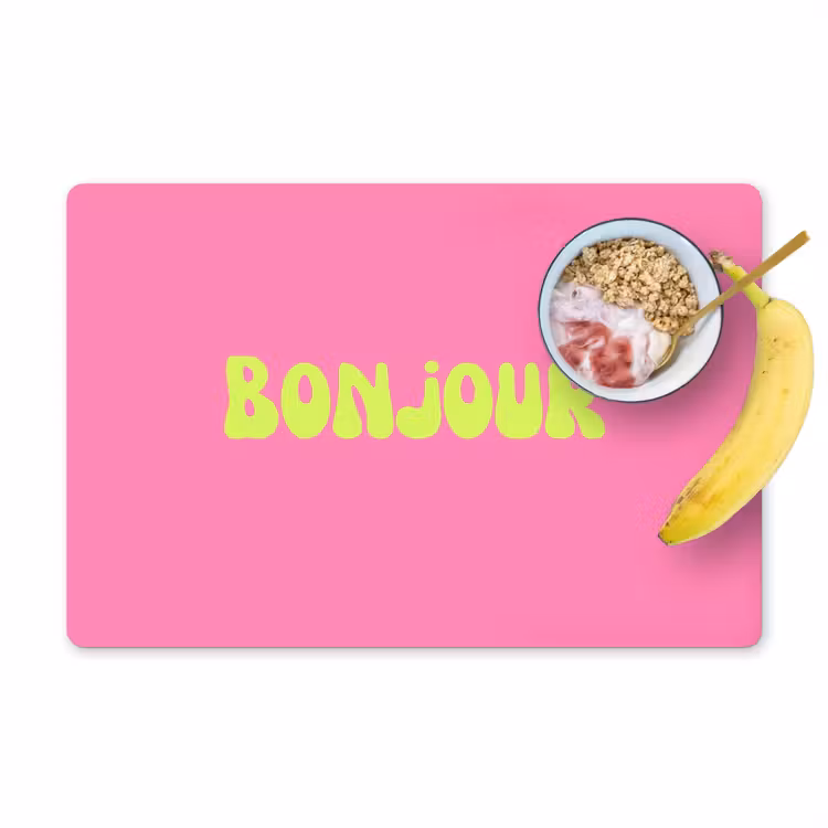 Placemat - 6 stuks - Roze - Groene bonjour - Organisch — 1