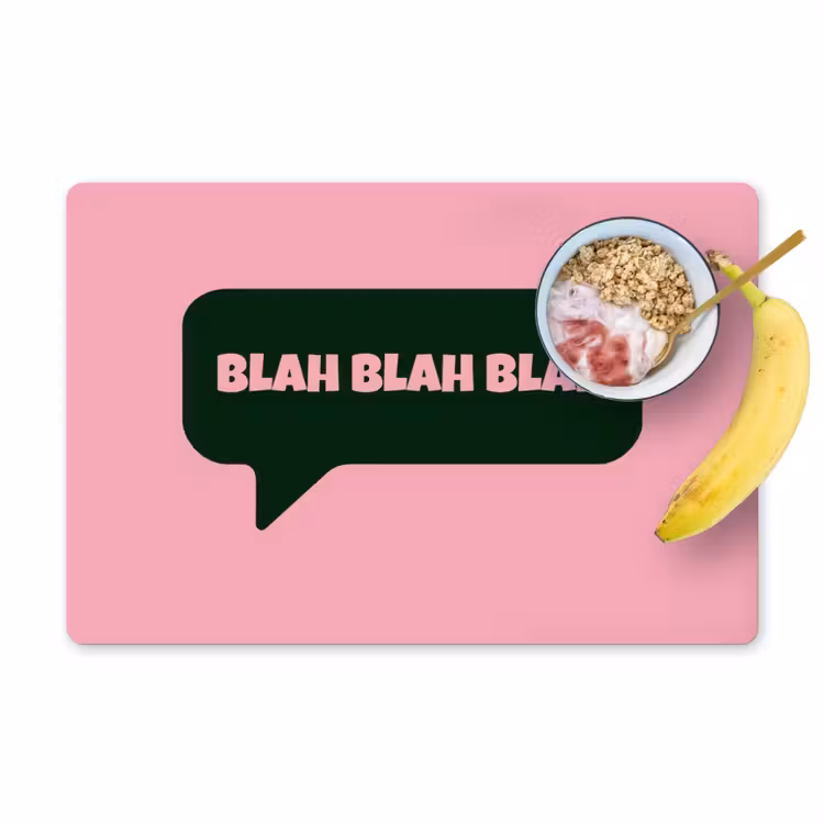 Placemat - 6 stuks - Roze - Tekstwolk - Groen - BLAH BLAH BLAH — 1