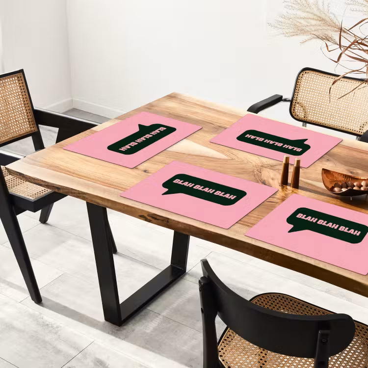 Placemat - 6 stuks - Roze - Tekstwolk - Groen - BLAH BLAH BLAH — 5