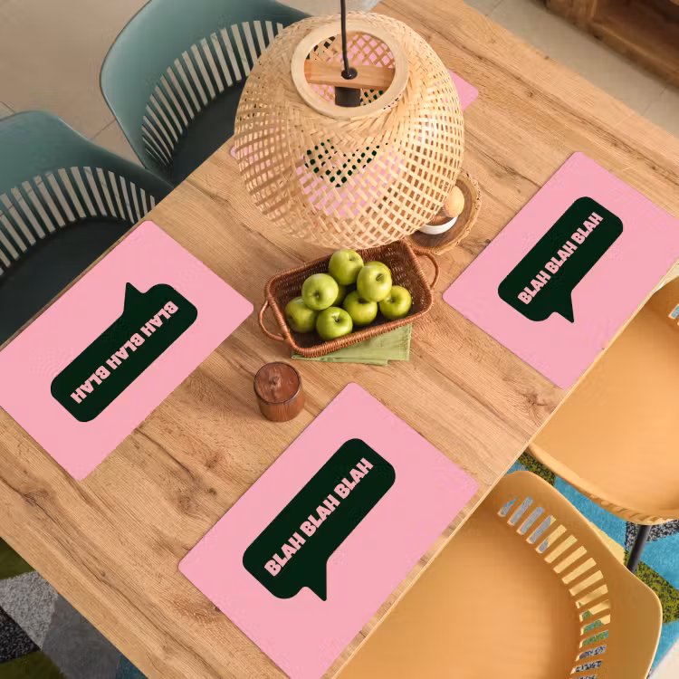 Placemat - 6 stuks - Roze - Tekstwolk - Groen - BLAH BLAH BLAH — 6