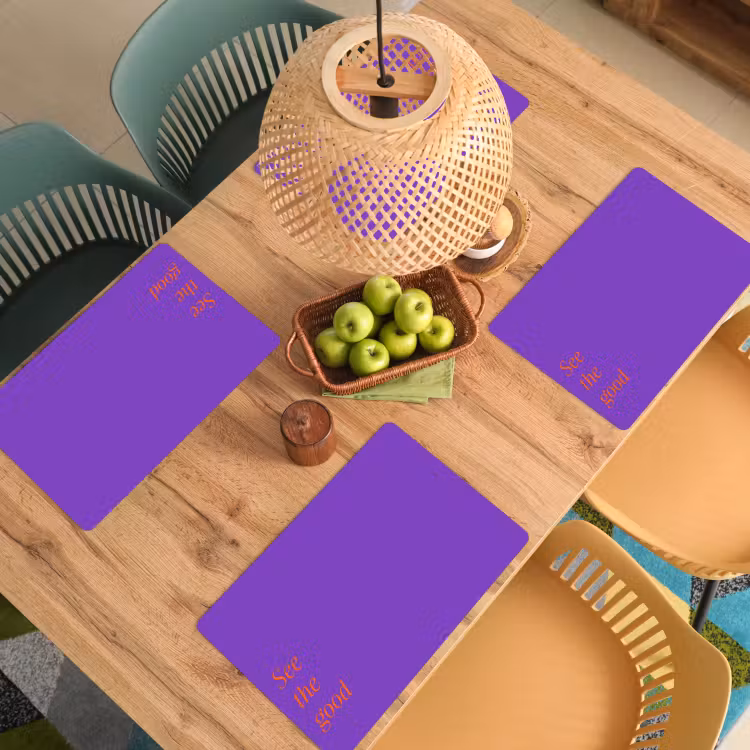 Placemat - 6 stuks - See the good - Oranje - Paars — 6