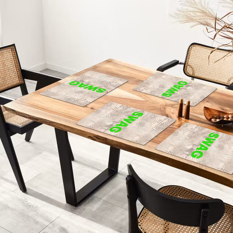 Placemat - 6 stuks - Slangenprint - SWAG - Neon - Groen — 5