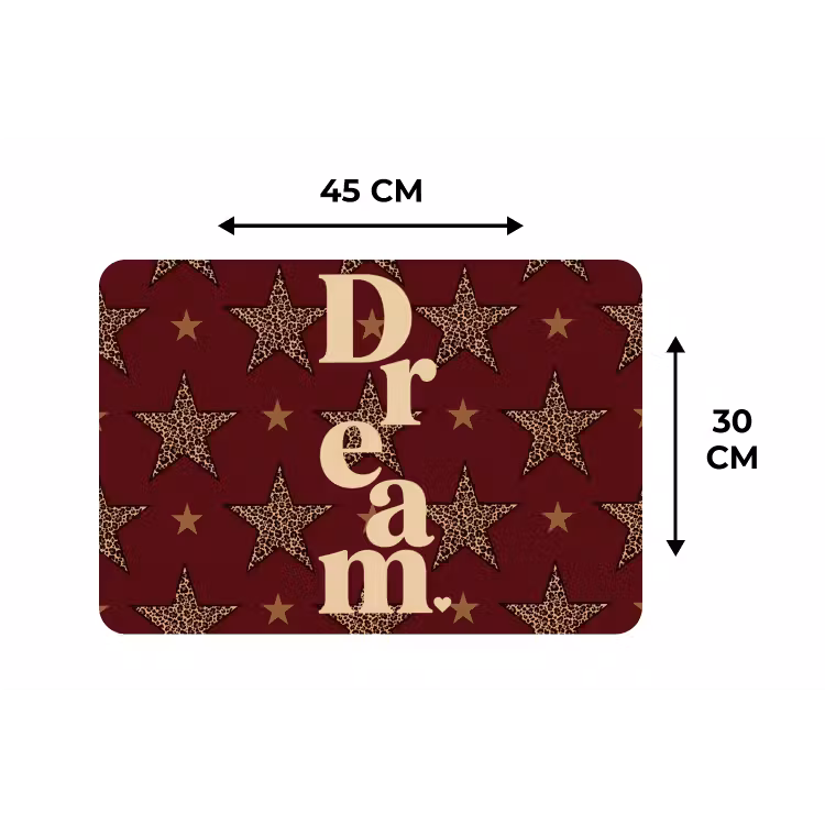 Placemat - 6 stuks - Sterren - Luipaardprint - Dream - Bordeaux — 3