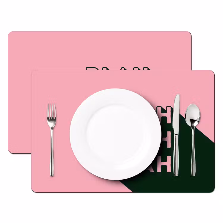 Placemat - 6 stuks - Tekst - Grafisch - Groen - Schaduw — 2