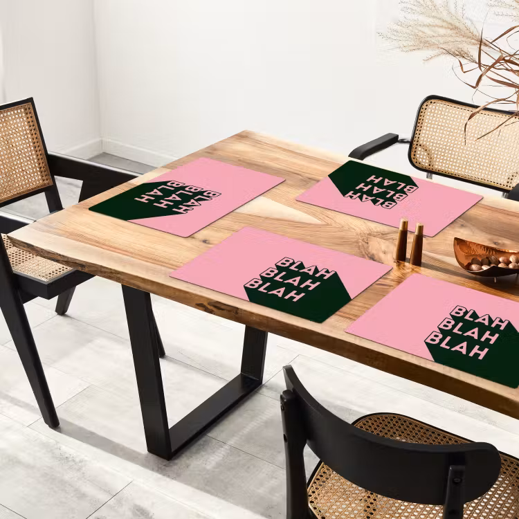 Placemat - 6 stuks - Tekst - Grafisch - Groen - Schaduw — 5