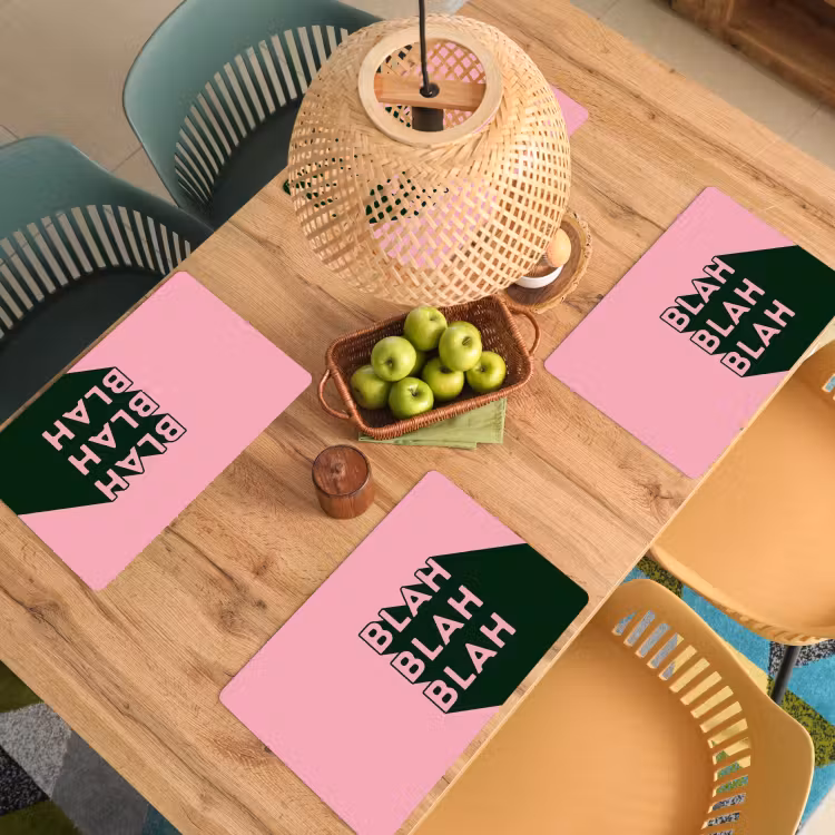 Placemat - 6 stuks - Tekst - Grafisch - Groen - Schaduw — 6
