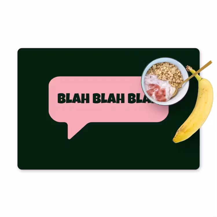 Placemat - 6 stuks - Tekstwolk - BLAH BLAH BLAH - Roze — 1