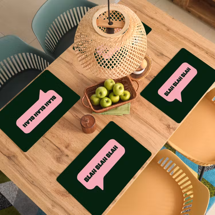 Placemat - 6 stuks - Tekstwolk - BLAH BLAH BLAH - Roze — 6