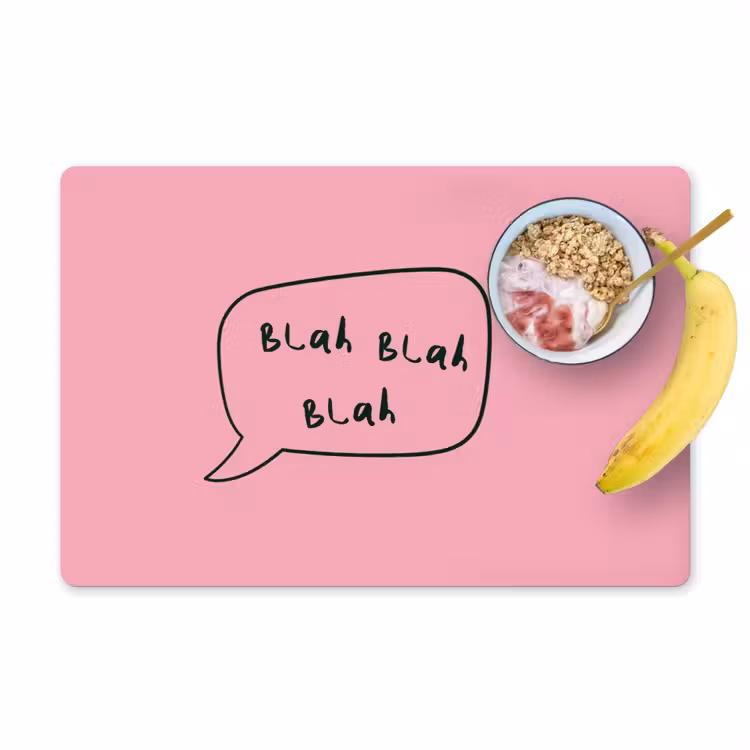 Placemat - 6 stuks - Tekstwolkje - BLAH BLAH BLAH - Roze — 1