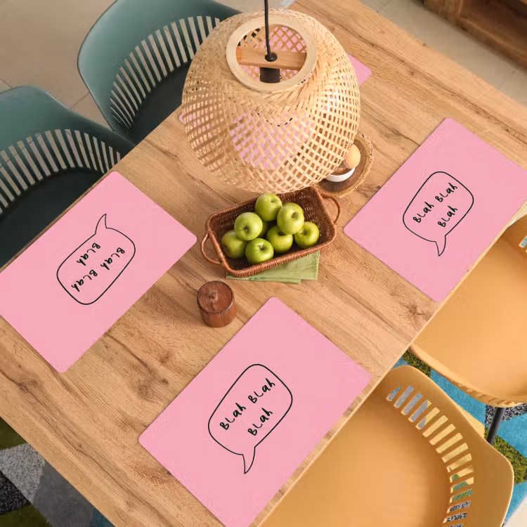 Placemat - 6 stuks - Tekstwolkje - BLAH BLAH BLAH - Roze — 6