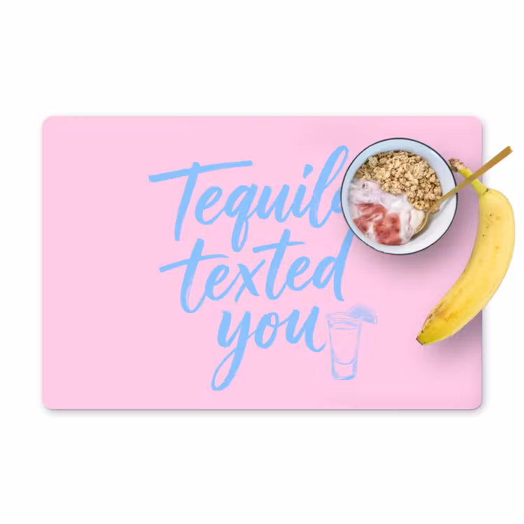 Placemat - 6 stuks - Tequila texted you - Roze - Blauw — 1