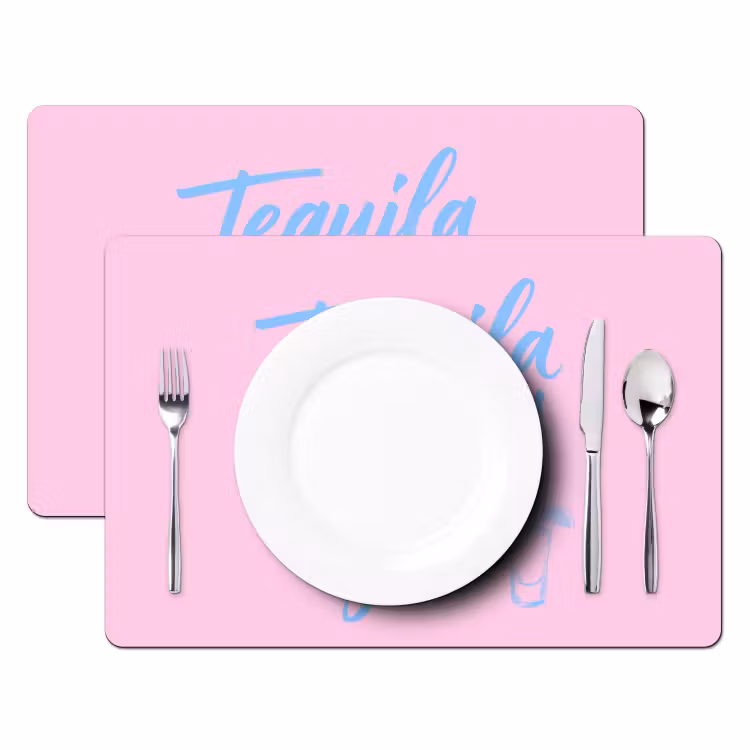 Placemat - 6 stuks - Tequila texted you - Roze - Blauw — 2
