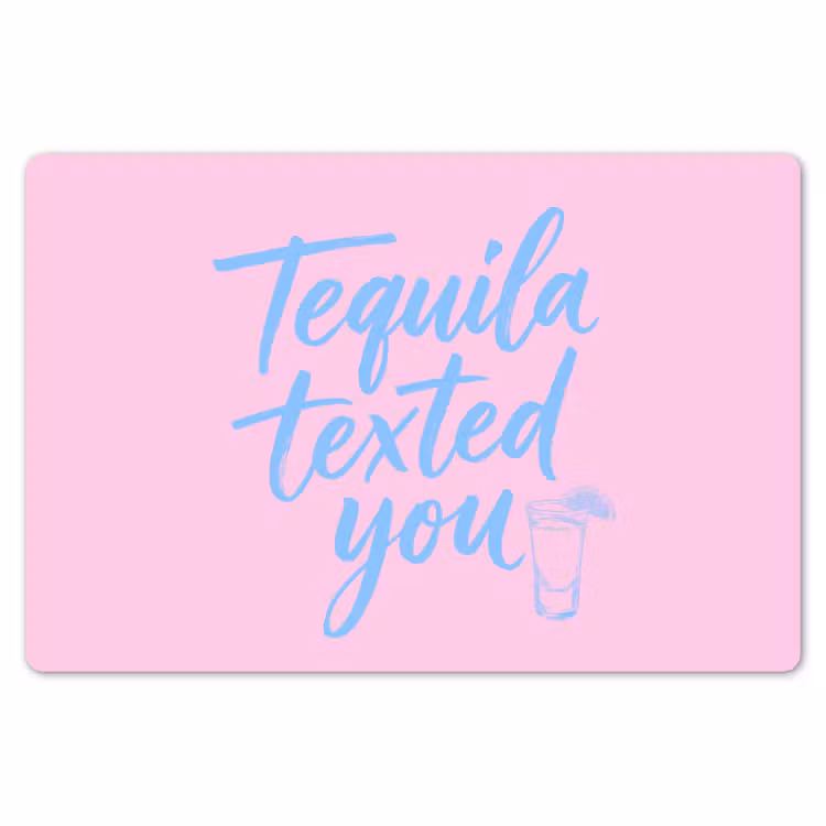 Placemat - 6 stuks - Tequila texted you - Roze - Blauw — 7