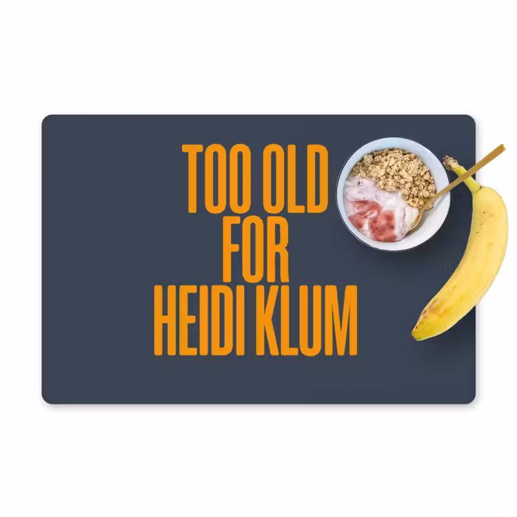 Placemat - 6 stuks - Too old for heidi klum - Geel - Blauw — 1